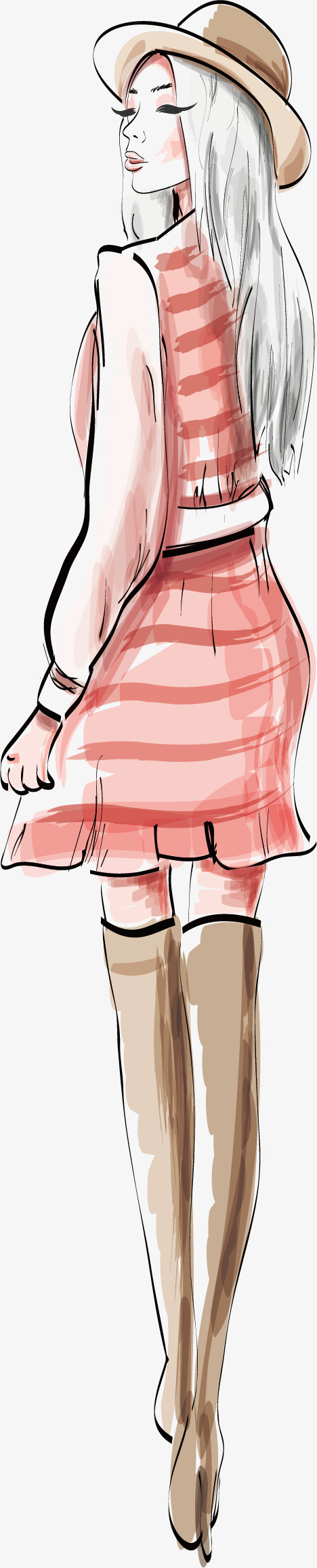 468x2317 Beautiful Woman Vector, Woman Vector, Hand, Wide Brimmed Hat Png