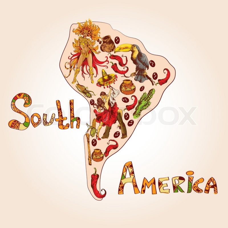 800x800 South America Colored Sketch Concept Stock Vector Colourbox