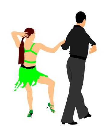 358x450 Elegance Tango Latino Dancers Vector Illustration Isolated