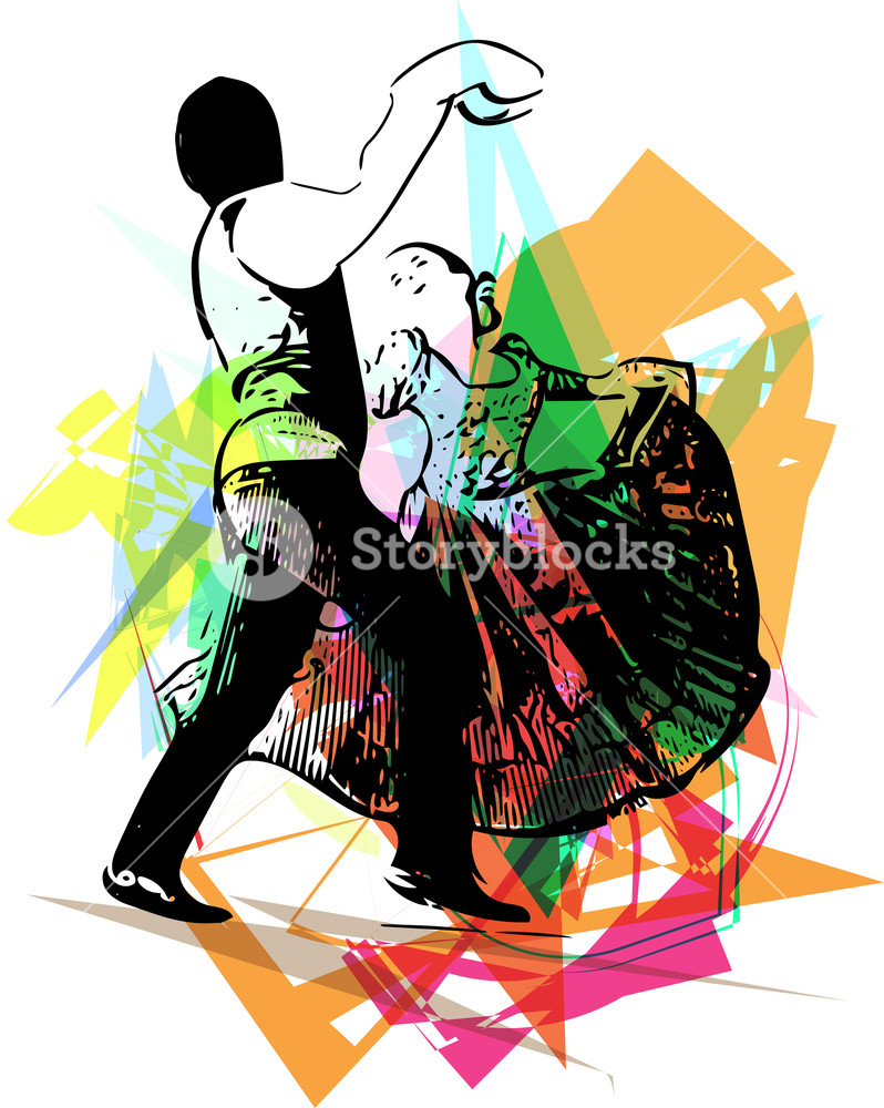 798x1000 Illustration Of Couple Dancing Vector Illustration Royalty Free