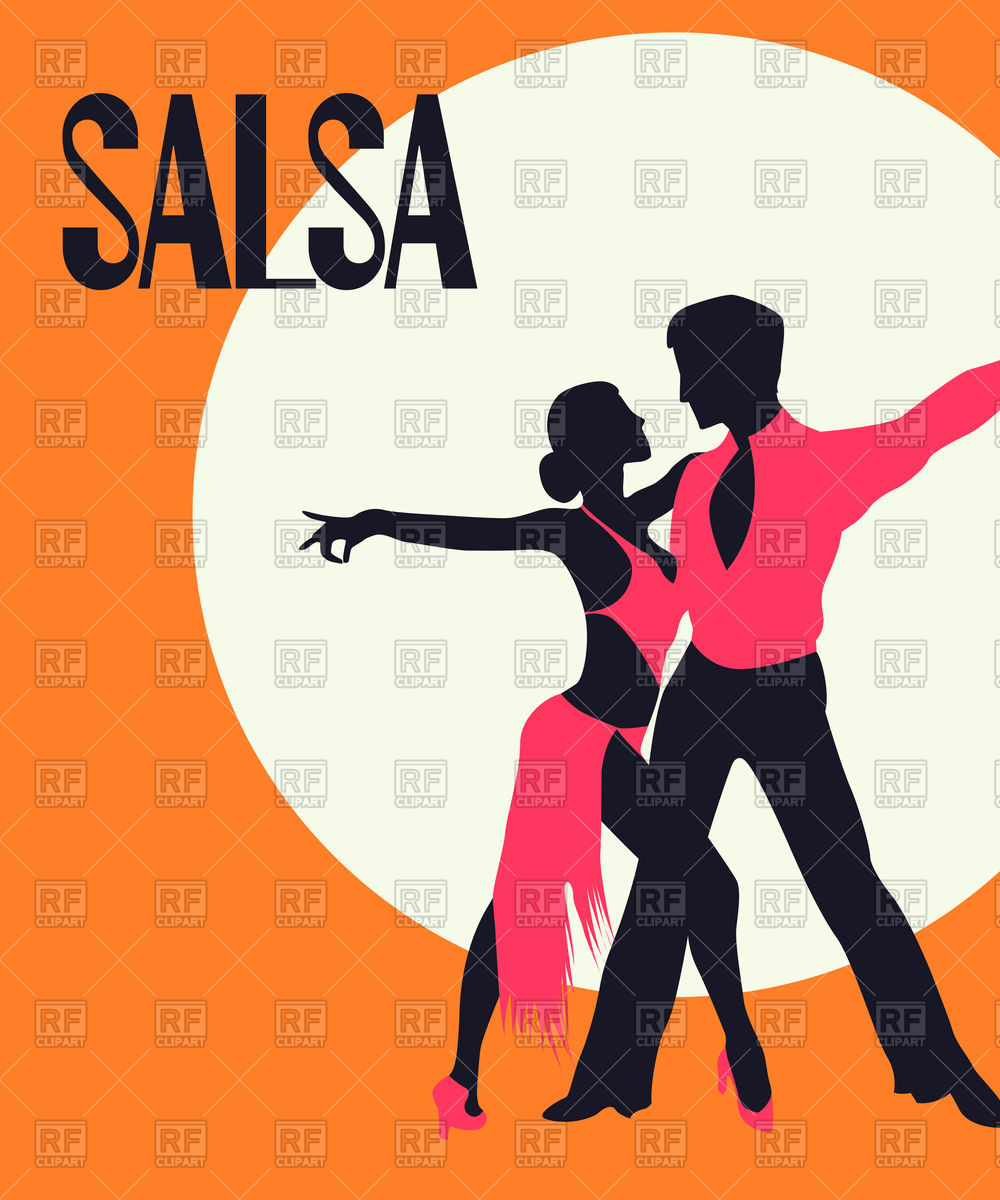 1000x1200 Salsa Poster Elegant Couple Dancing Retro Style Vector Image