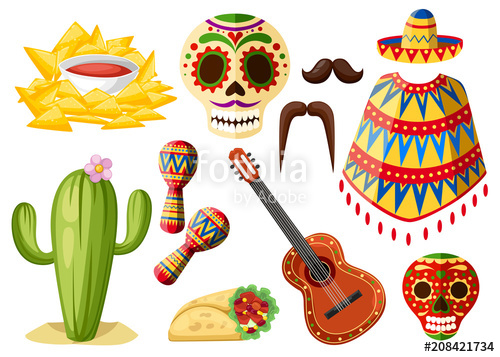 500x357 Mexico Colorful Symbols Mexican Vector Icons Set Latin