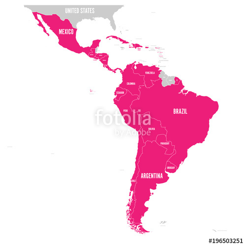 500x500 Political Map Of Latin America Latin American States Pink