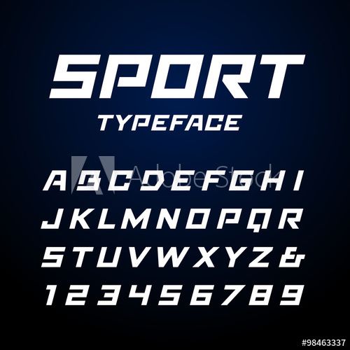 500x500 Sport Font Vector Alphabet With Latin Letters And Numbers Wsl