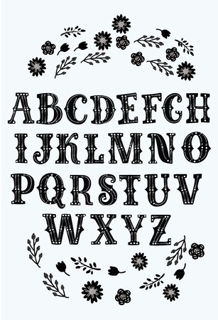 307x450 Vector Cartoon Latin Serif Alphabet Vector, Typography Design Set