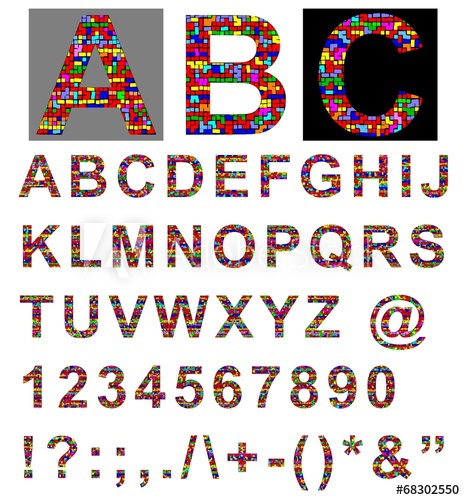 465x500 Colorful Alphabet Latin Vector Illustration