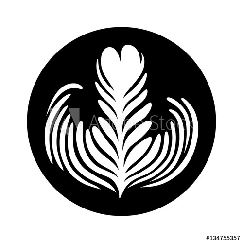 500x500 Latte Espresso Art Of A Rosette Leaf Flat Vector Icon For Coffee