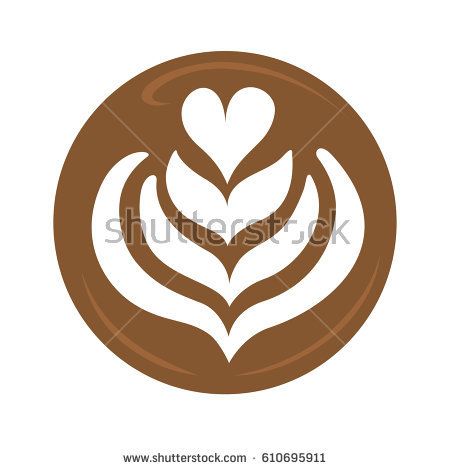 Tulip Heart And Rosetta Latte Art Coffee Design For Logo, Icon 450x470 Tulip Heart And Rosetta Latte Art Coffee Design For Logo, Icon