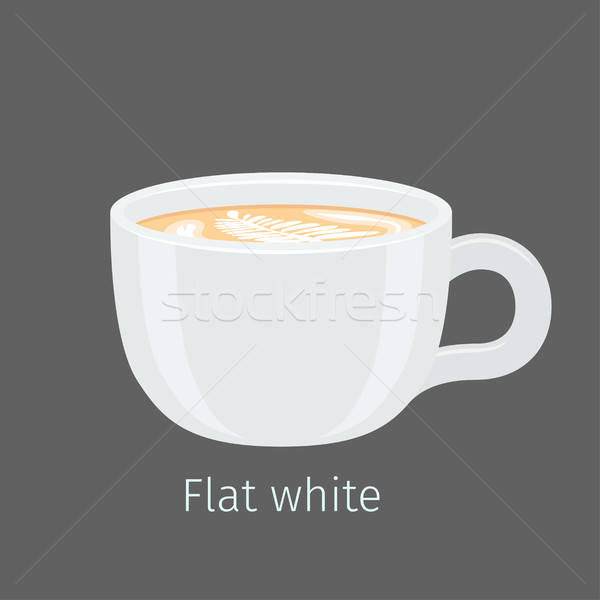 Flat White Coffee With Latte Art On Foam Vector Vector 600x600 Flat White Coffee With Latte Art On Foam Vector Vector