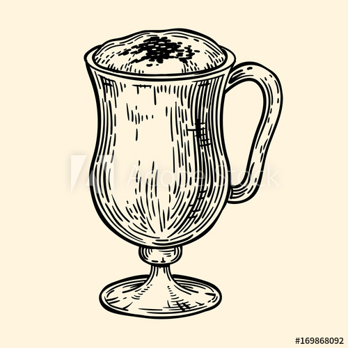500x500 Glass Latte Vector Illustration In Sketch Style