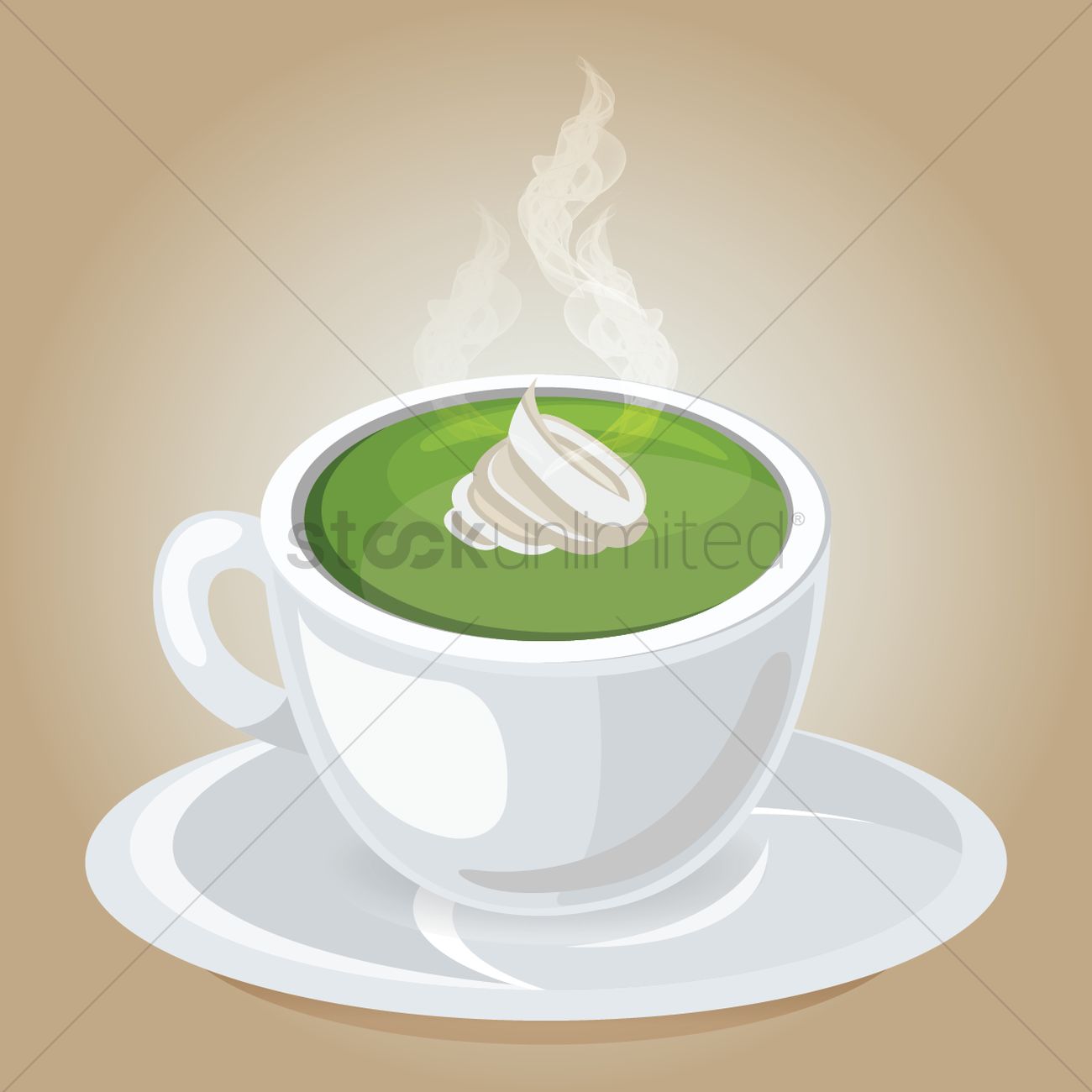 1300x1300 Cup Of Green Tea Latte Vector Image