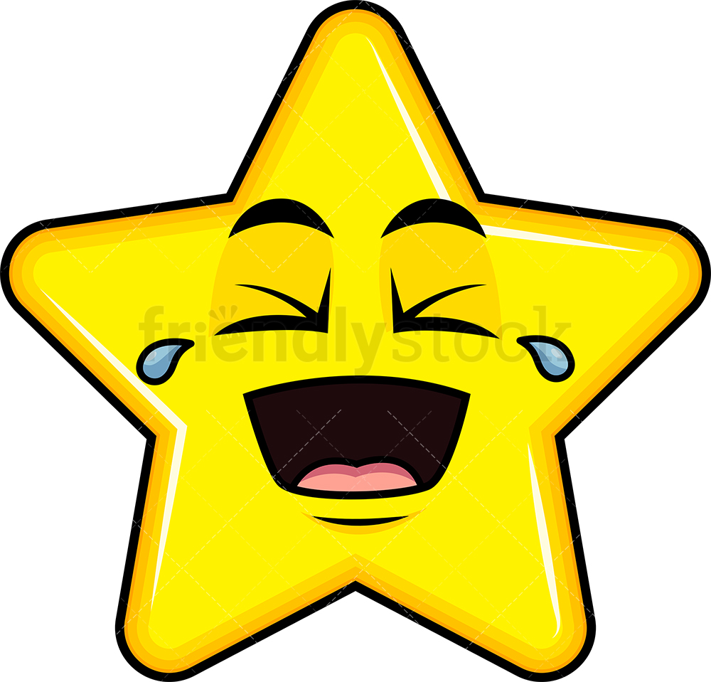 1000x959 Laughing Lol Star Emoji Cartoon Clipart Vector