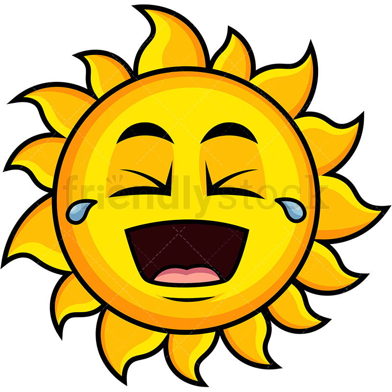 800x800 Laughing Lol Sun Emoji Cartoon Vector Clipart