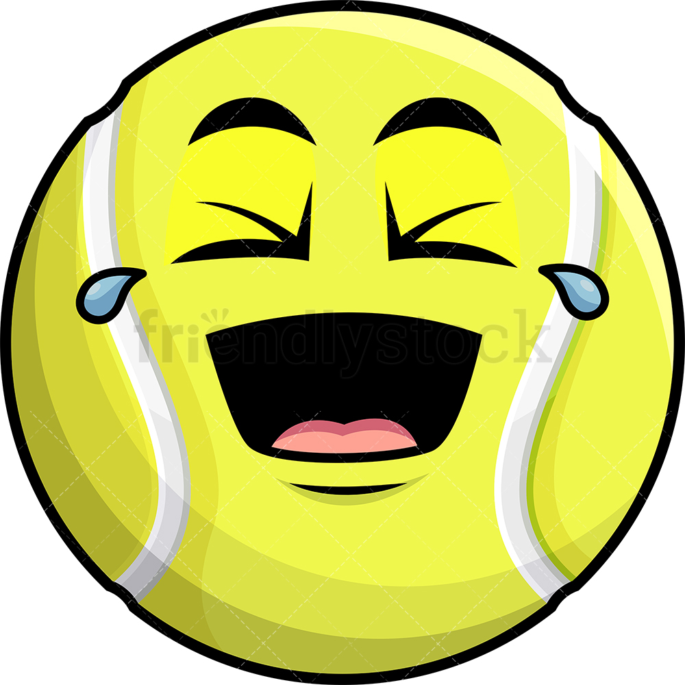 1000x1000 Laughing Lol Tennis Ball Emoji Cartoon Clipart Vector