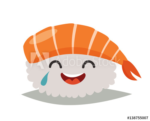 500x404 Sashimi Laughing Emoji Vector Illustration Cute Sushi Emoticon