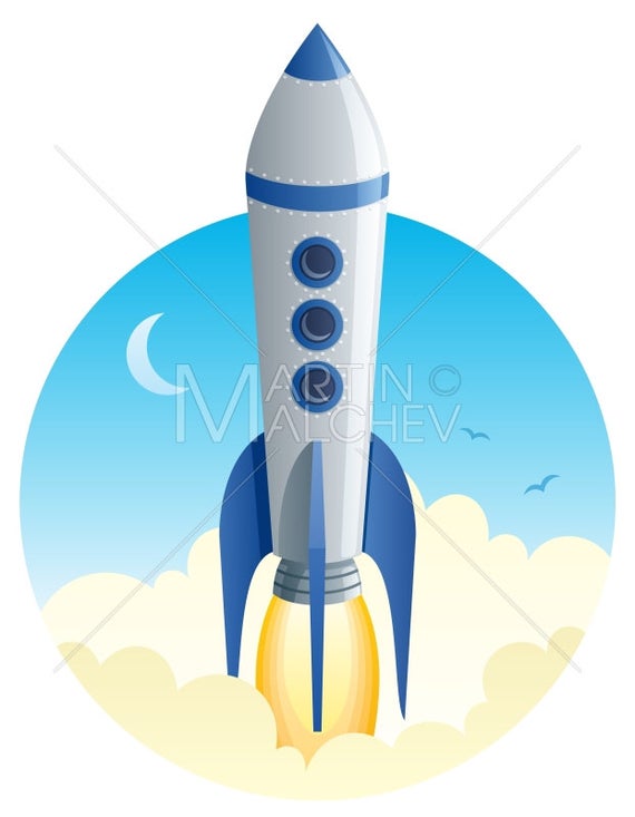 Rocket Launch Vector Cartoon Clipart Illustration Etsy 570x733 Rocket Launch Vector Cartoon Clipart Illustration Etsy