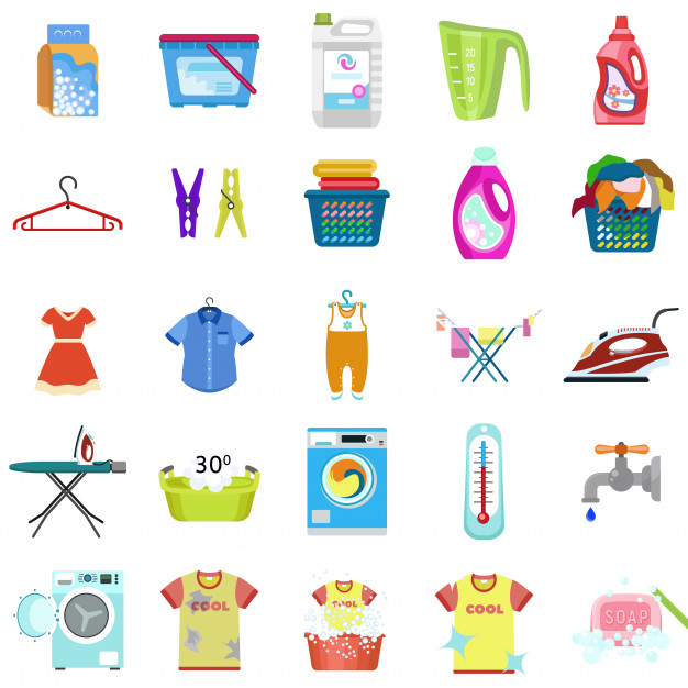 626x626 Laundry Icon Set Flat Set Of Laundry Vector Vector Premium Download