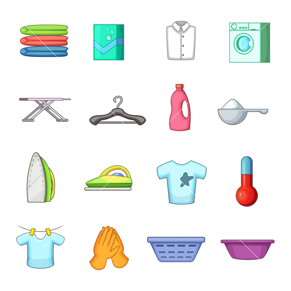 1000x1000 Laundry Icons Set Cartoon Illustration Of Laundry Vector Icons