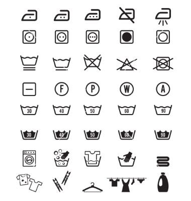 380x400 Laundry Washing Instruction Icon Symbols Vector