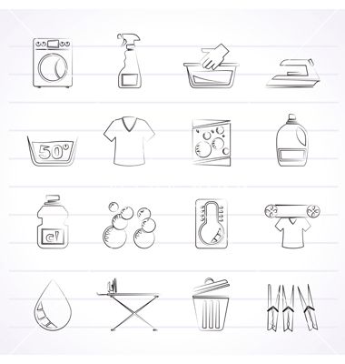 380x400 Washing Machine And Laundry Icons Vector