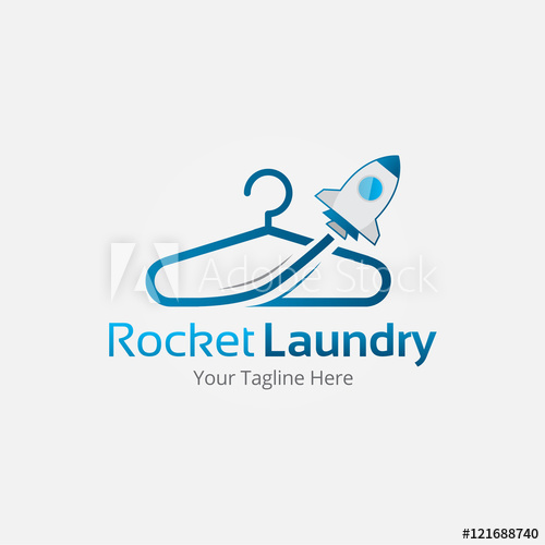 500x500 Rocket Laundry Logo Vector Template