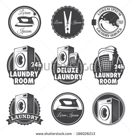 450x470 Set Of Vintage Laundry Emblems, Labels And Designed Elements