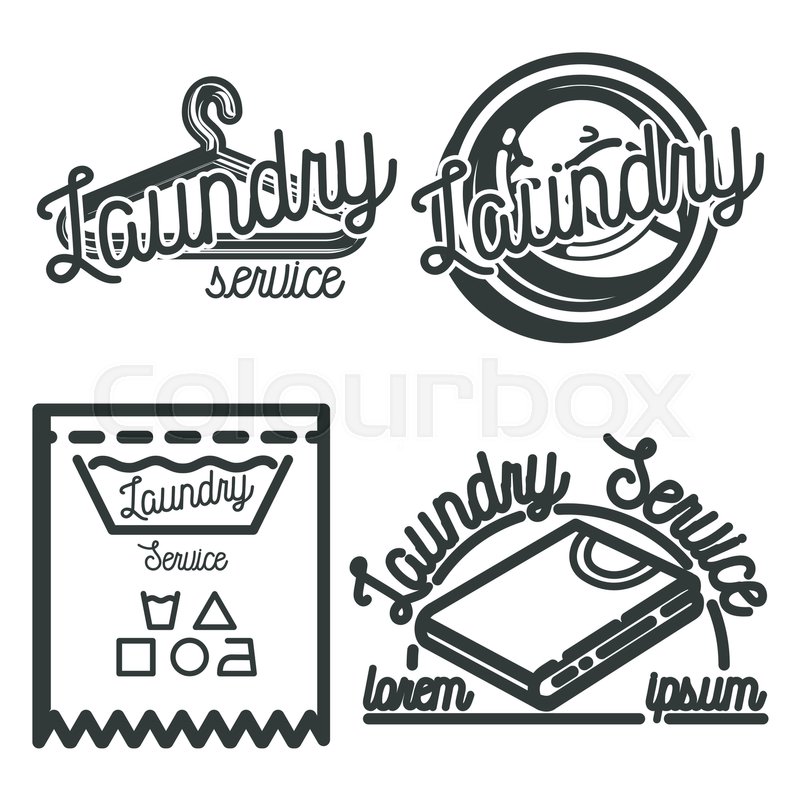 800x800 Vector Set Of Laundry Logos, Emblems Stock Vector Colourbox