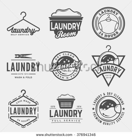 450x470 Vector Set Of Laundry Logos, Emblems And Design Elements Logotype