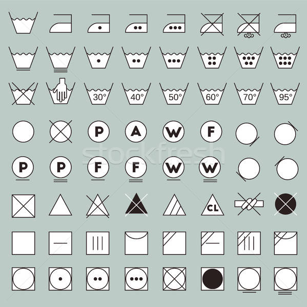 599x600 Laundry Symbols Line Design Vector Illustration Liliia Kavliuk