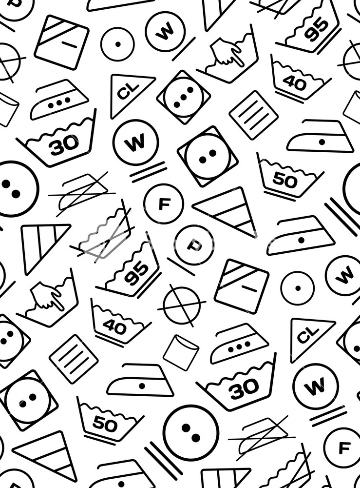 739x1000 Pattern Created From Laundry Washing Symbols On A White Background
