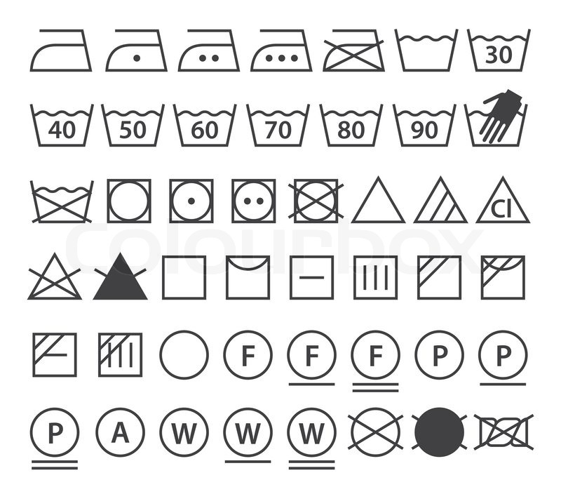800x704 Set Of Washing Symbols Laundry Icons Stock Vector Colourbox