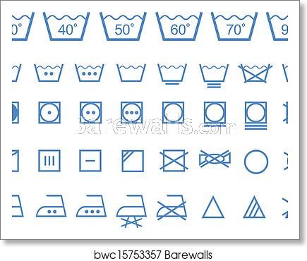 435x370 Washing Care Symbols, Vector Icons, Art Print Barewalls Posters
