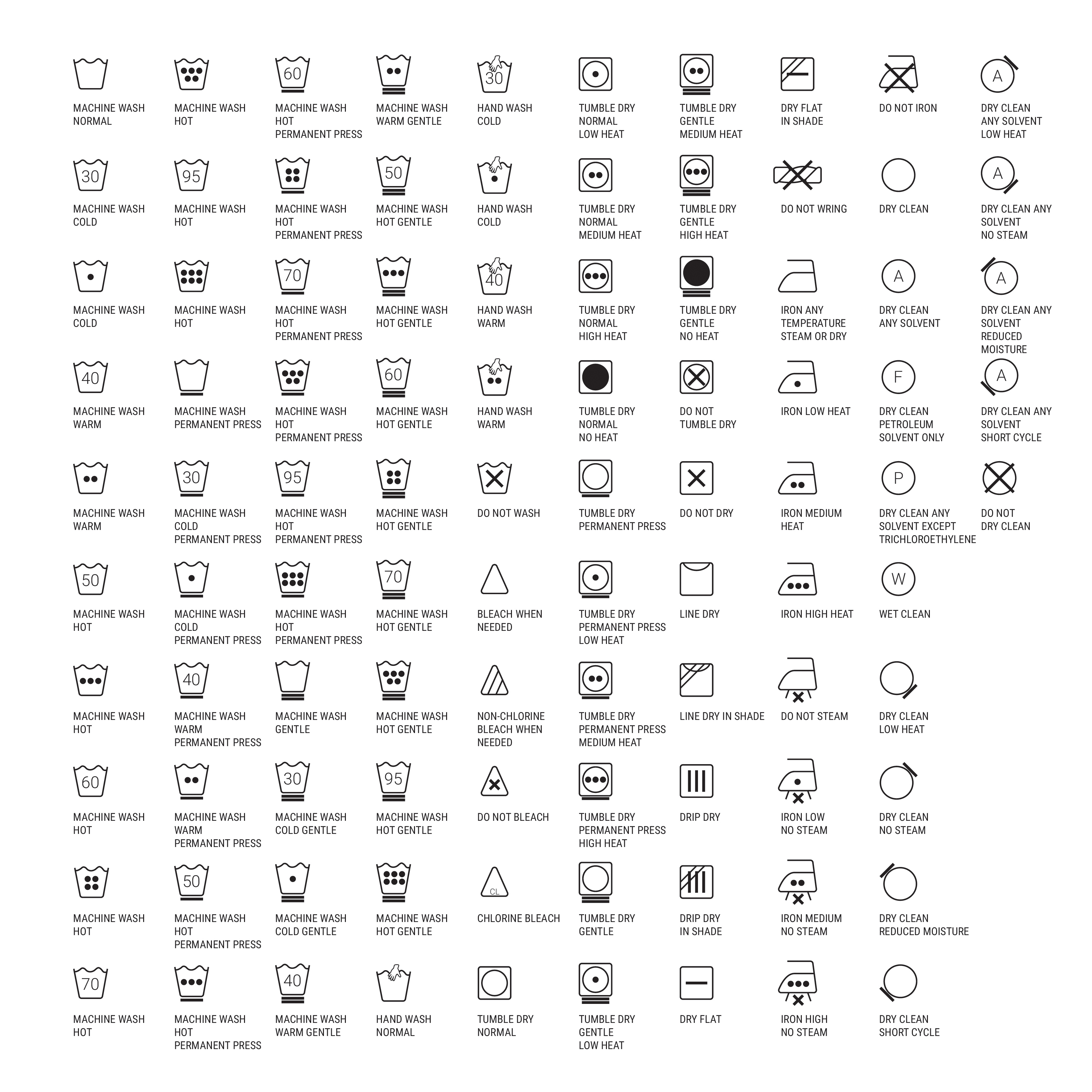 Laundry Symbols Vector at Collection of Laundry