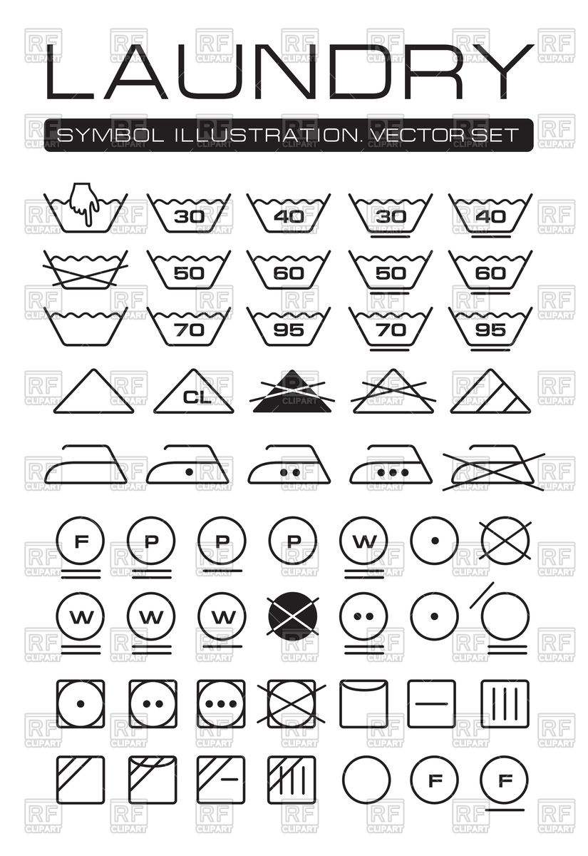 825x1200 International Laundry Symbols Collection Vector Image Of Signs