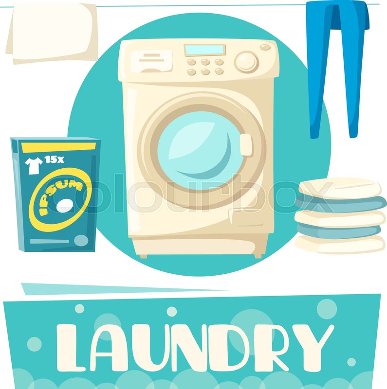 795x800 Laundry Vector Poster With Washing Stock Vector Colourbox