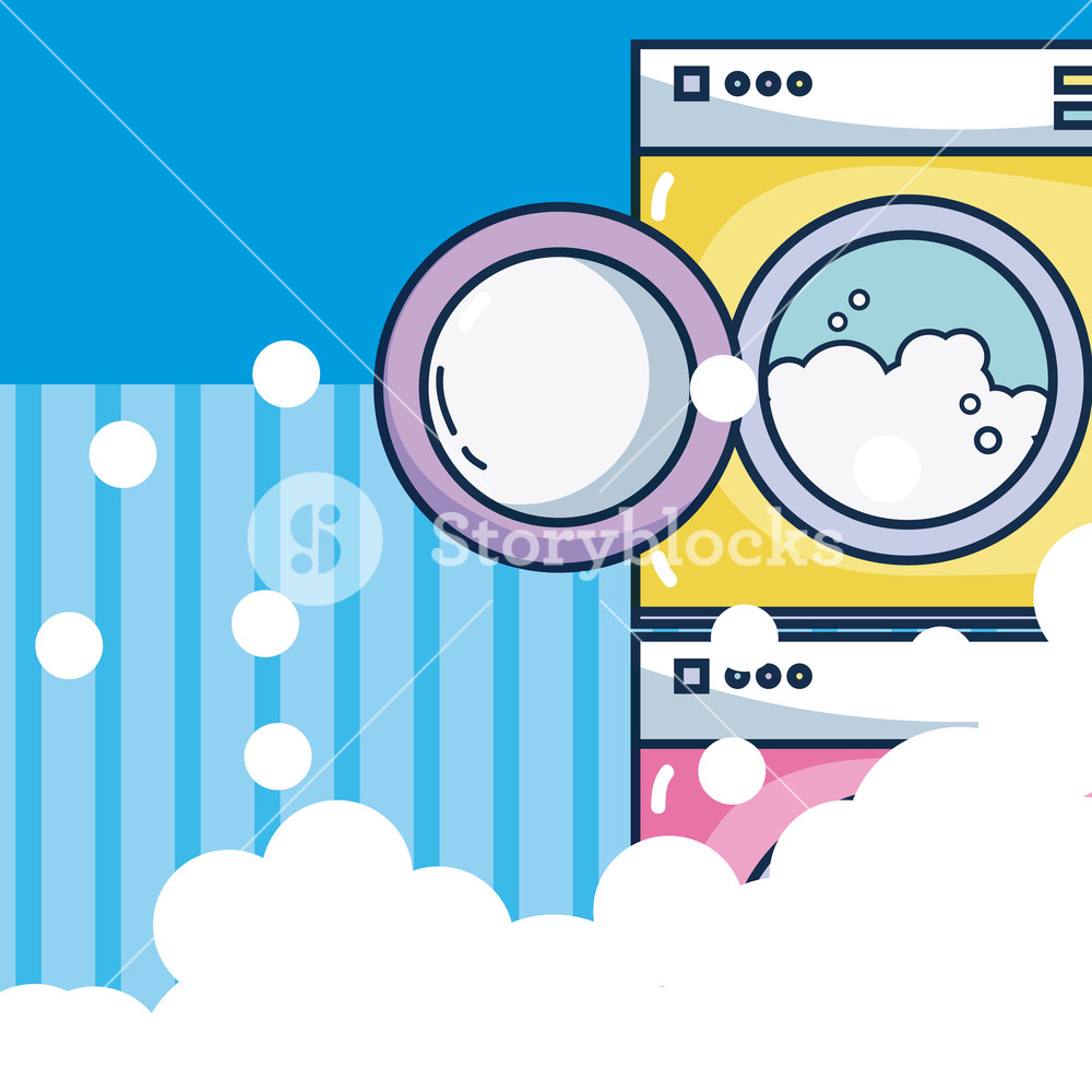 1000x1000 Washer Machine Laundry Vector Illustration Graphic Design Royalty