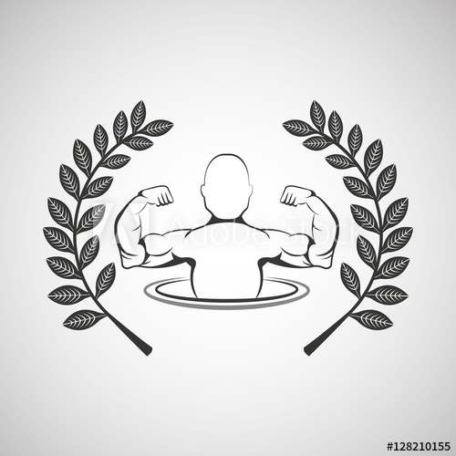 Bodybuilder Muscle Man Sport Emblem Laurel Branch Vector 500x500 Bodybuilder Muscle Man Sport Emblem Laurel Branch Vector