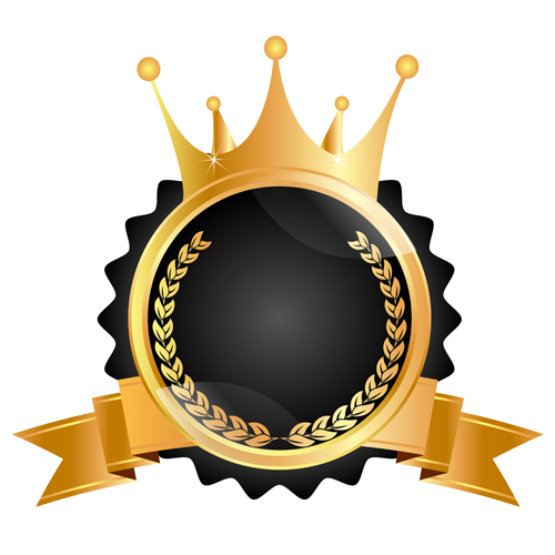 500x500 Luxury Crown Labels With Laurel Wreath Vectors Free Download
