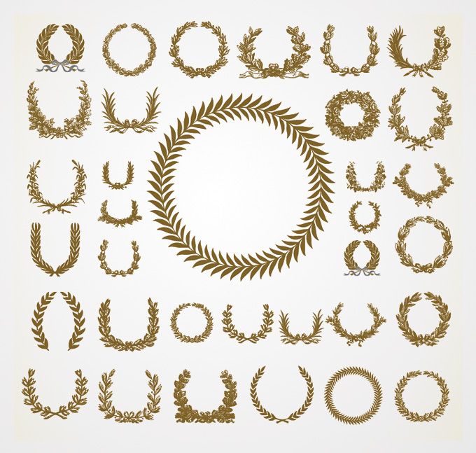 680x647 Free Vector Set Of Olive Laurel Wreaths Fonts Laurel Wreath