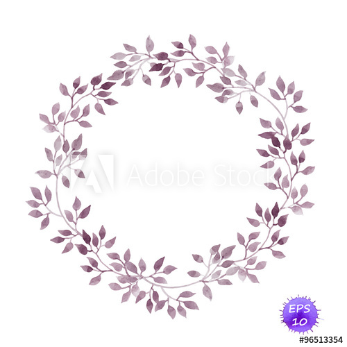 500x500 Vintage Circle Wreath With Laurel Leaves Watercolor Vector