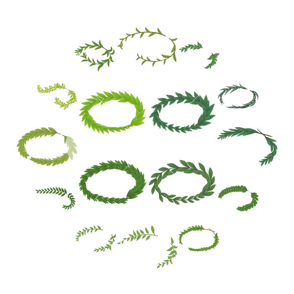1000x1000 Laurel Wreath Icons Set Isometric Illustration Of Laurel