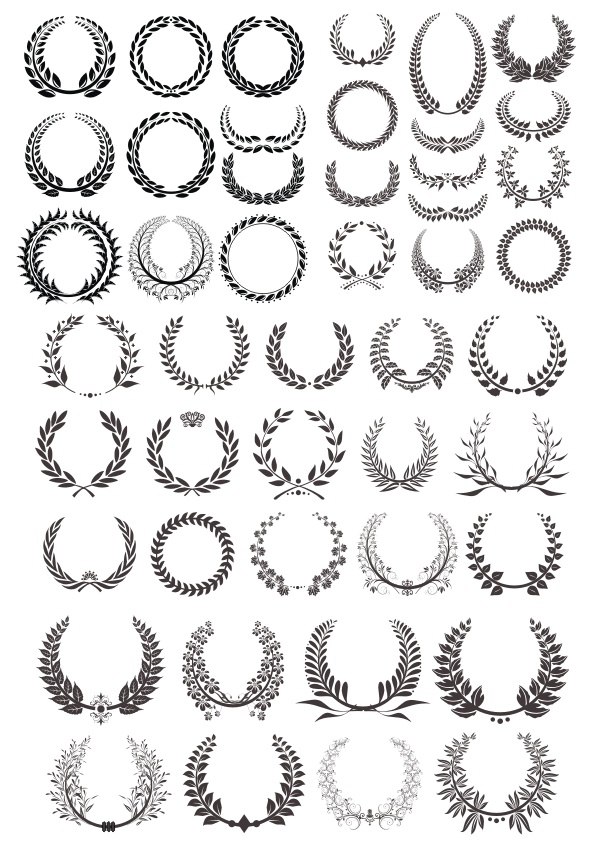 Laurel Wreath Vector Basic Black Collection Free Vector Cdr 595x842 Laurel Wreath Vector Basic Black Collection Free Vector Cdr