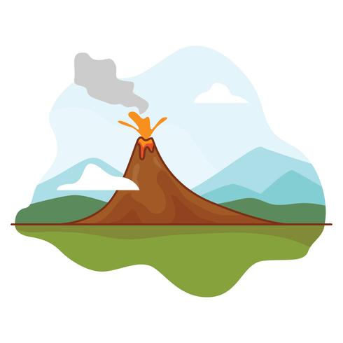 490x490 Volcano Eruption With Lava Vector