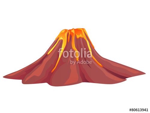500x377 Volcano Flowing With Hot Molten Lava Vector Image Stock Photo