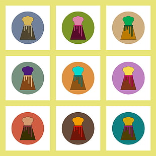 310x310 Flat Icons Set Of Volcano Explosion And Lava Vector