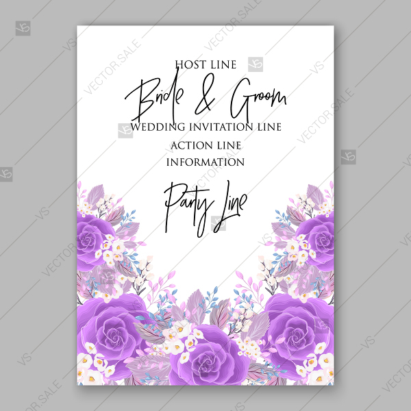 600x600 Rose Wedding Invitation Vector Card Printable Template Ultraviolet