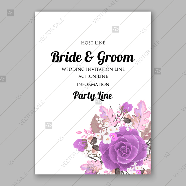 Rose Wedding Invitation Lavender, Purple, Violet Rose Floral 600x600 Rose Wedding Invitation Lavender, Purple, Violet Rose Floral