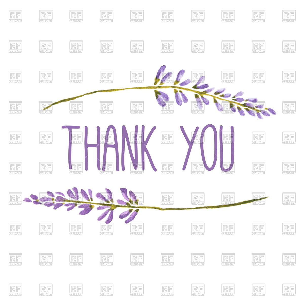 1200x1200 Watercolor Thank You Greeting Card With Lavender Vector Image