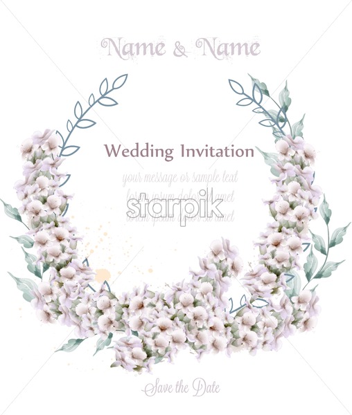Wedding Wreath White Lavender Watercolor Vector Beautiful Floral 508x600 Wedding Wreath White Lavender Watercolor Vector Beautiful Floral