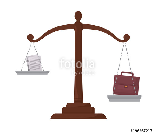 500x435 Law Scale With Briefcase And Documents Over White Background